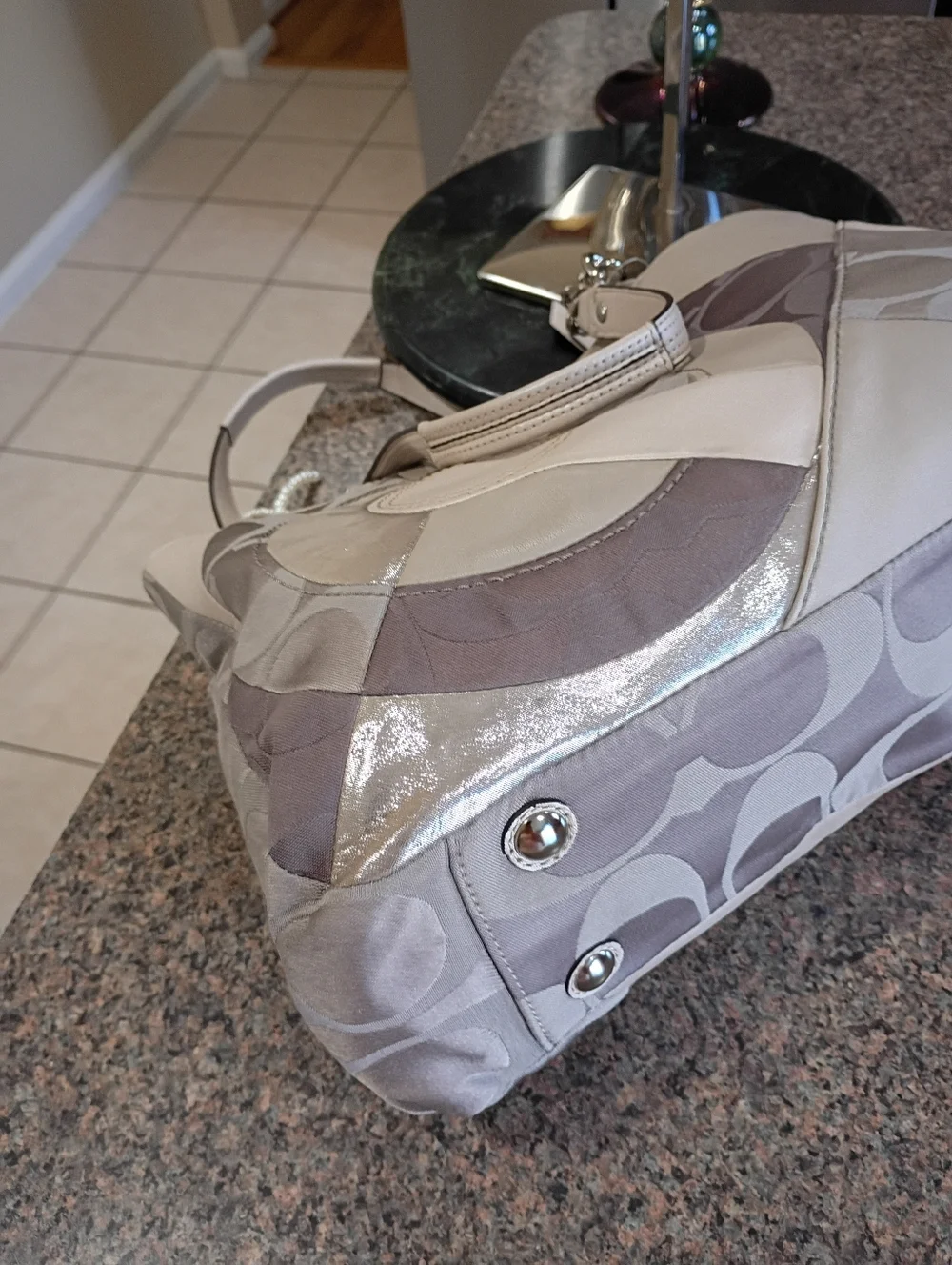 NWT Coach ParchWork Inlaid Shimmer Blush Gray